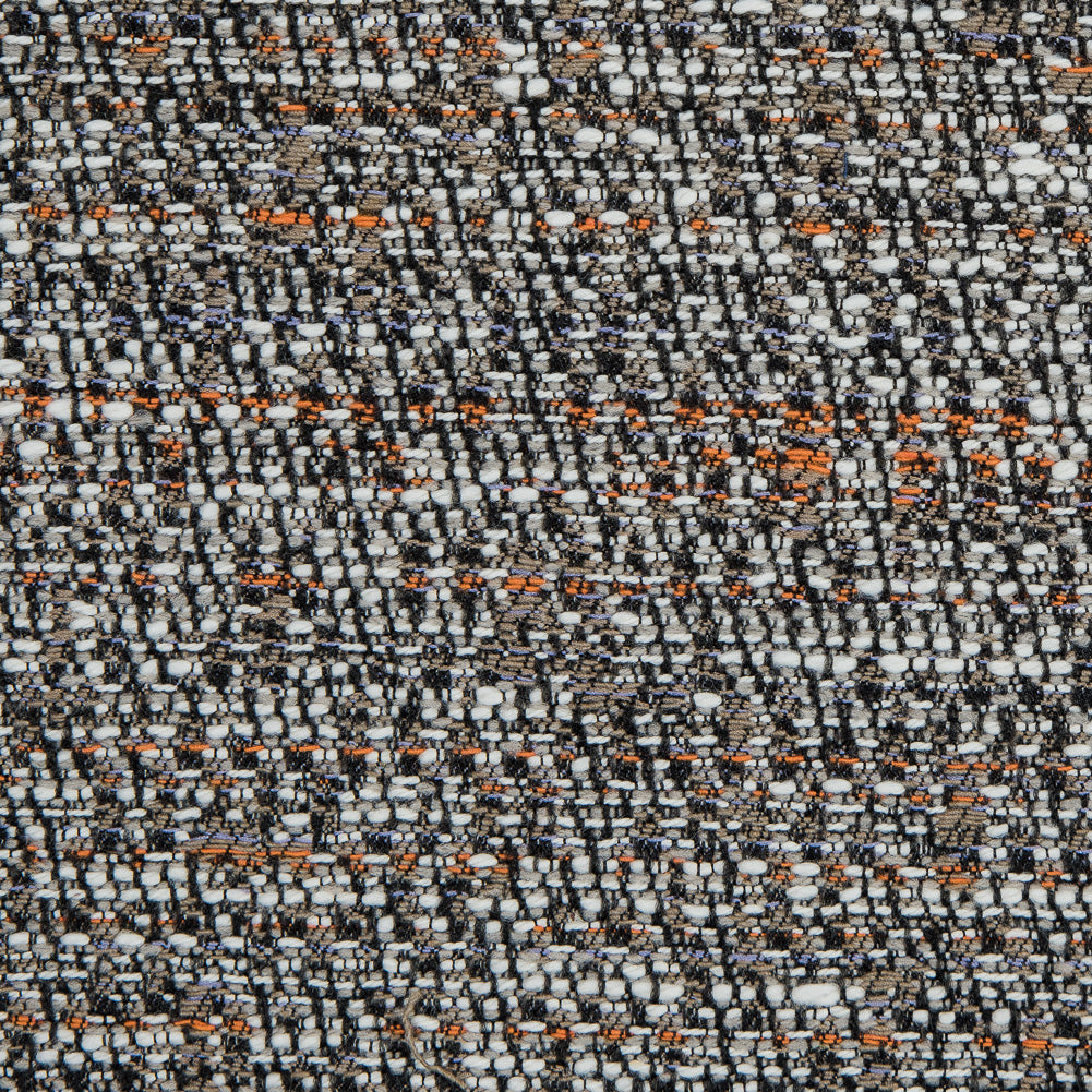 Truffle, Orange and White Cotton Tweed - Detail