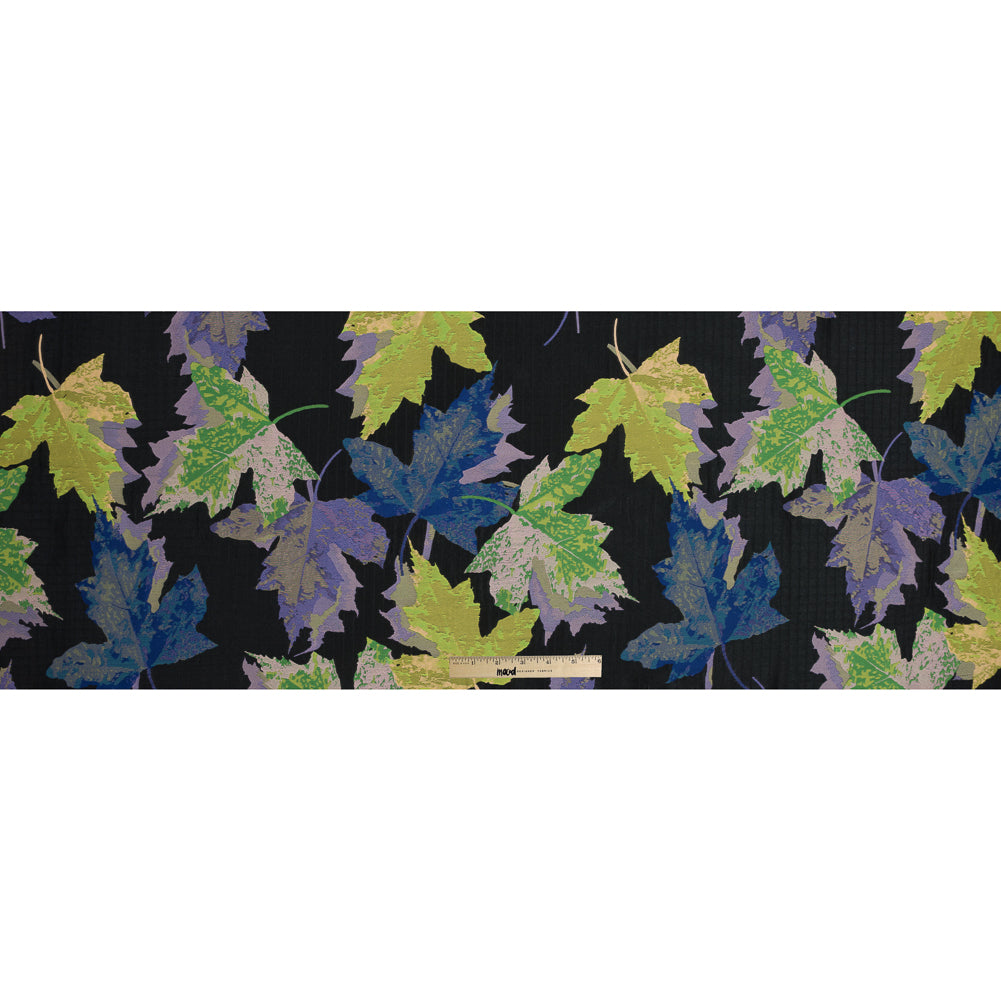 Purple, Blue and Green Leafy Novelty Jacquard Folded