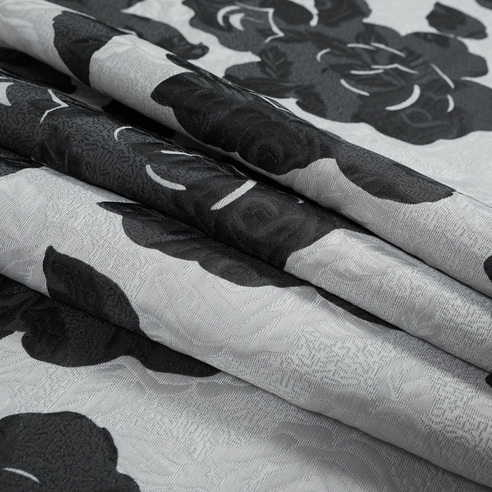 Black and Gray Rose Jacquard Detail