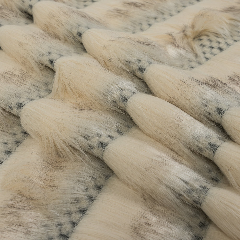 Cream Striped Faux Fur - Folded