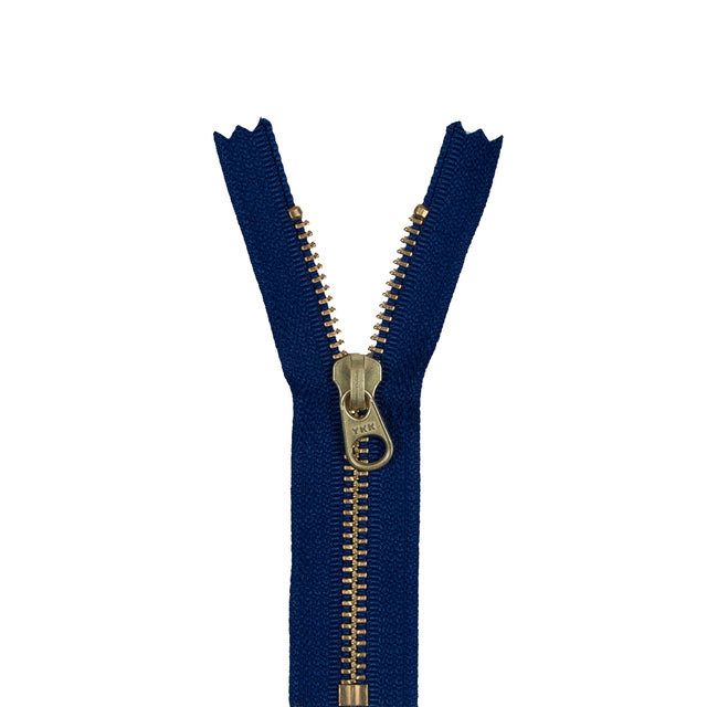 Metal Closed Bottom Zipper with Gold Teeth 4.5" - Royal Blue