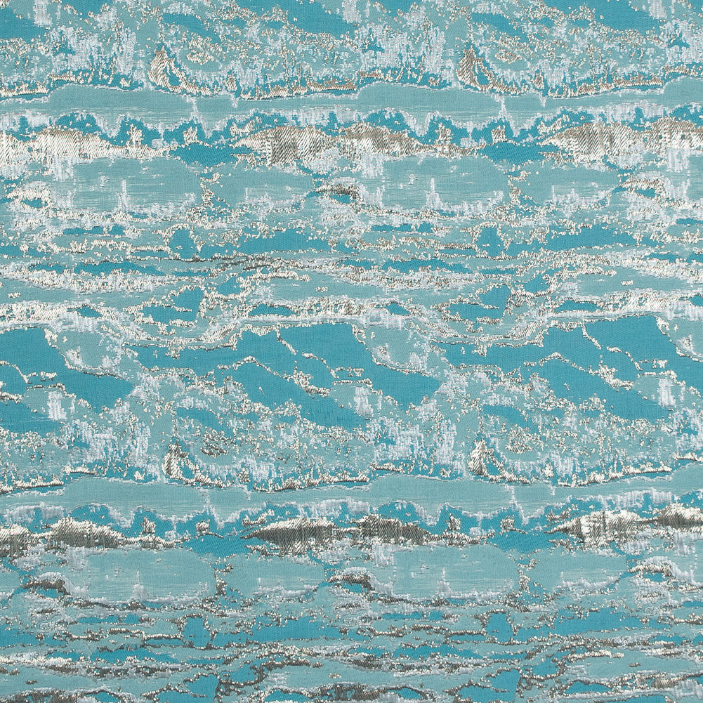 Metallic Gold and Blue Abstract Jacquard
