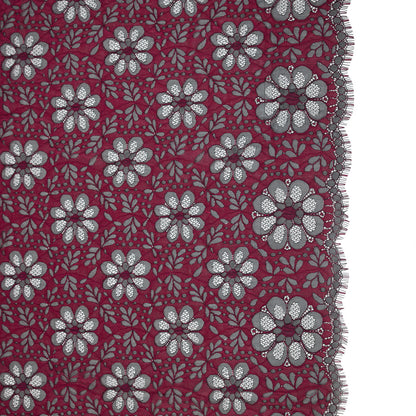 Lace with Scalloped Eyelash Edges - Black and Fuchsia Two-Tone Sunflowers