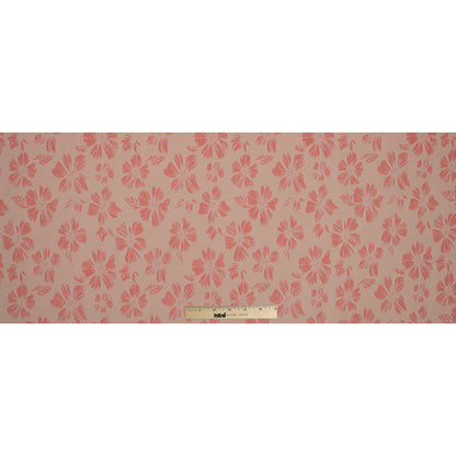 Beige and Light Orange Stretch Floral Houndstooth Brocade Full