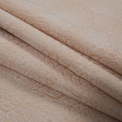 Beige Floral Polyester Brocade Folded