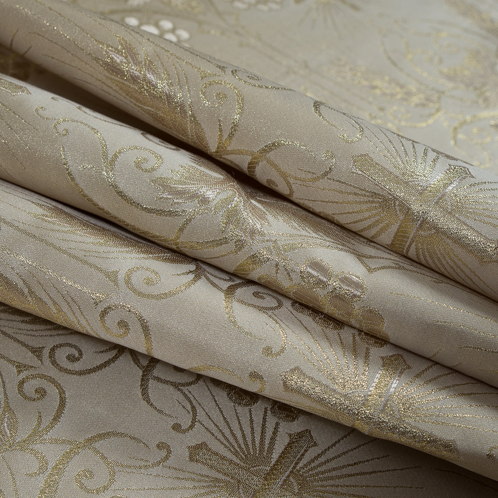 Metallic Gold and Beige Vestment Jacquard Folded