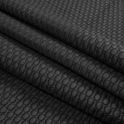 Black Circular Geometric Quilted Coating Folded
