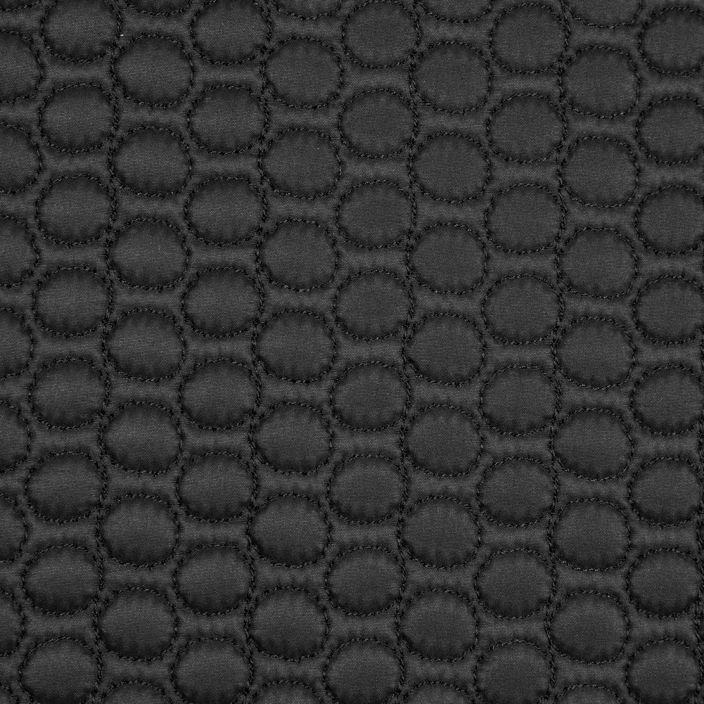 Black Circular Geometric Quilted Coating Detail