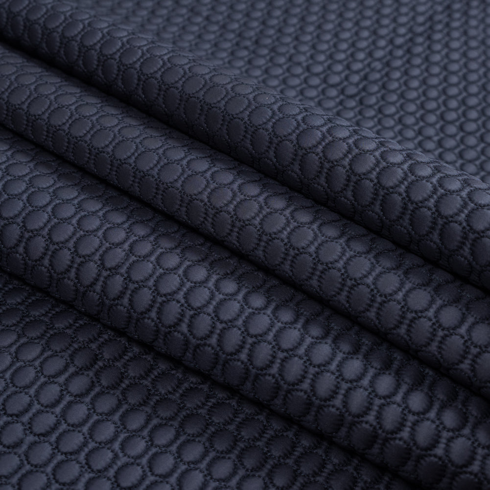 Navy Circular Geometric Quilted Coating Detail