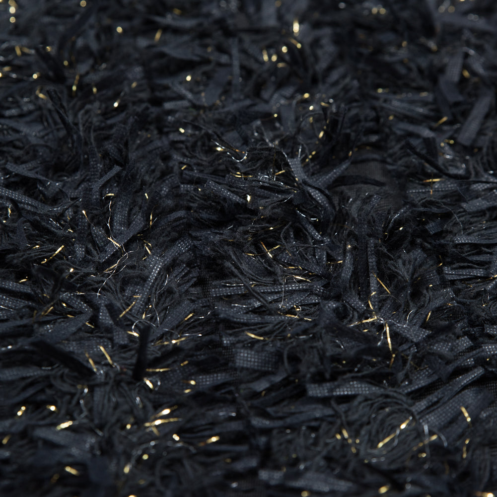 Black and Metallic Gold Fringe Fabric Detail