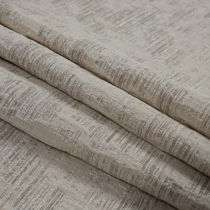 Beige and Metallic Silver Abstract Brocade Folded