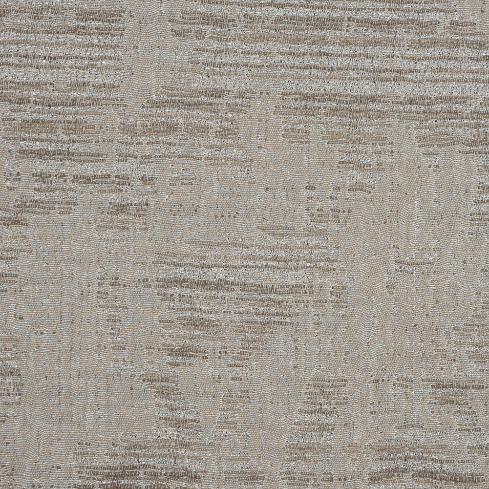 Beige and Metallic Silver Abstract Brocade Detail