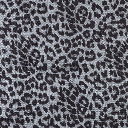 Knit Fabric with Snow Leopard Foil and Circle Sequins - Black and White on Black