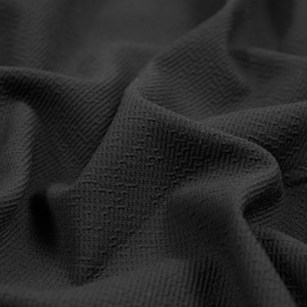 Black Textural Crepe with Smooth Backing Detail