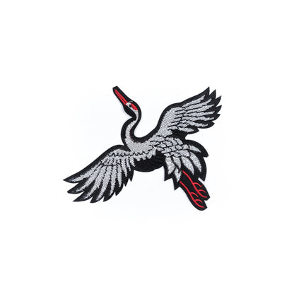 Italian Black, White and Red Sequin Phoenix Patch - 8" x 7"