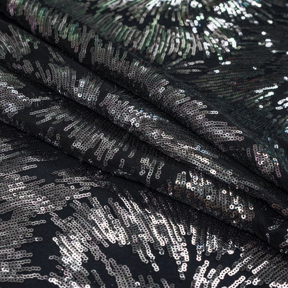 Mesh with Baby Sequins - Gray and Black Abstract Detail