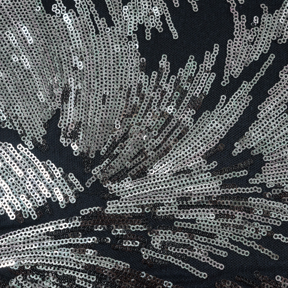 Mesh with Baby Sequins - Gray and Black Abstract Full