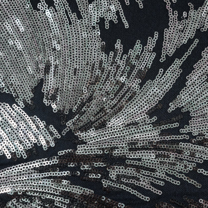 Mesh with Baby Sequins - Gray and Black Abstract Full