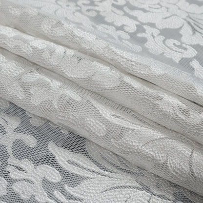 White Floral Embroidered Wonder Mesh Folded