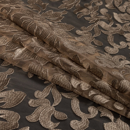 Gold Floral Embroidered Mesh Folded