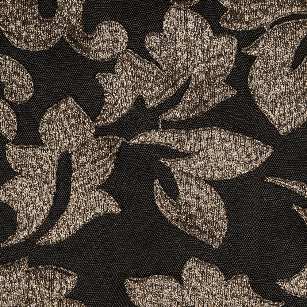 Gold Floral Embroidered Mesh Detail