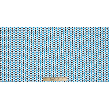Blue Geometric Stretch Cotton Sateen Folded