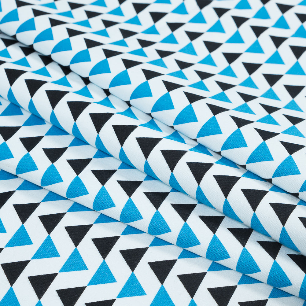 Blue Geometric Stretch Cotton Sateen Detail