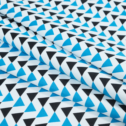 Blue Geometric Stretch Cotton Sateen Detail