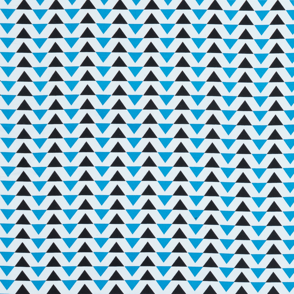 Blue Geometric Stretch Cotton Sateen
