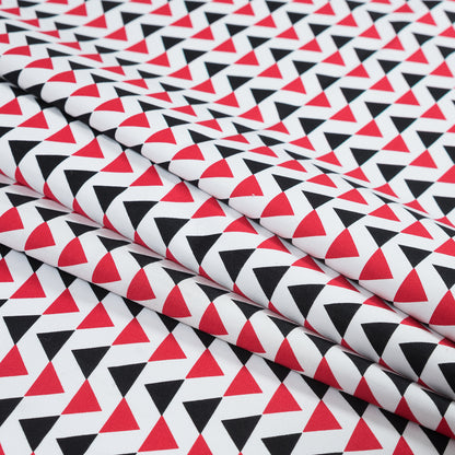 Red Geometric Stretch Cotton Sateen Folded