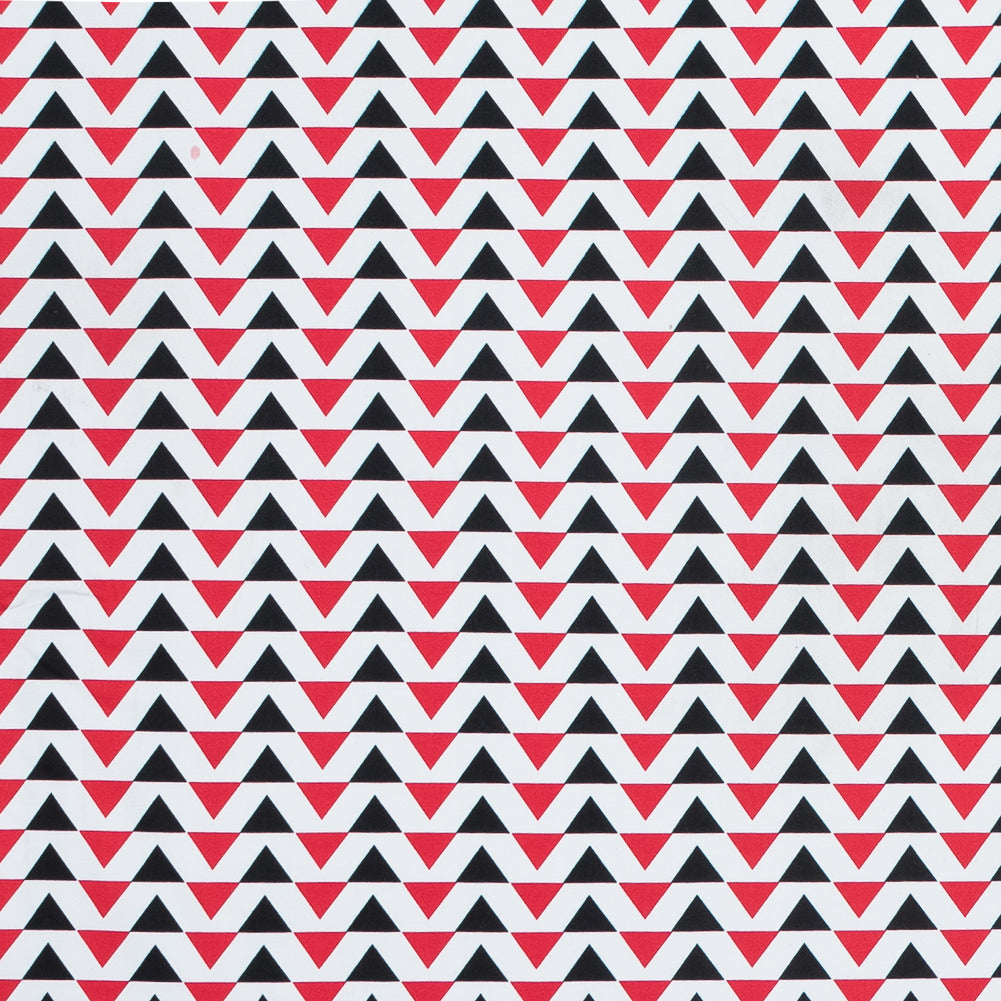 Red Geometric Stretch Cotton Sateen