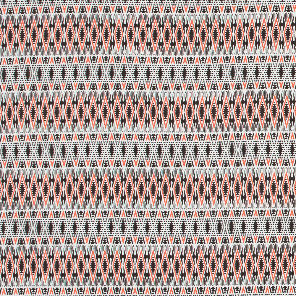 Red Orange Geometric Stretch Cotton Twill