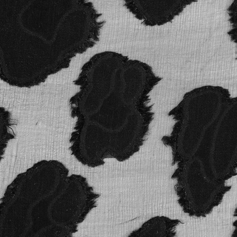 Black Abstract Burn-Out Silk Chiffon Detail