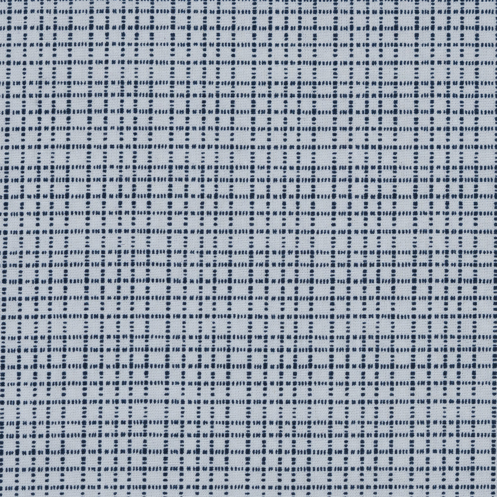 Navy and White Plaid Cotton Shirting Detail