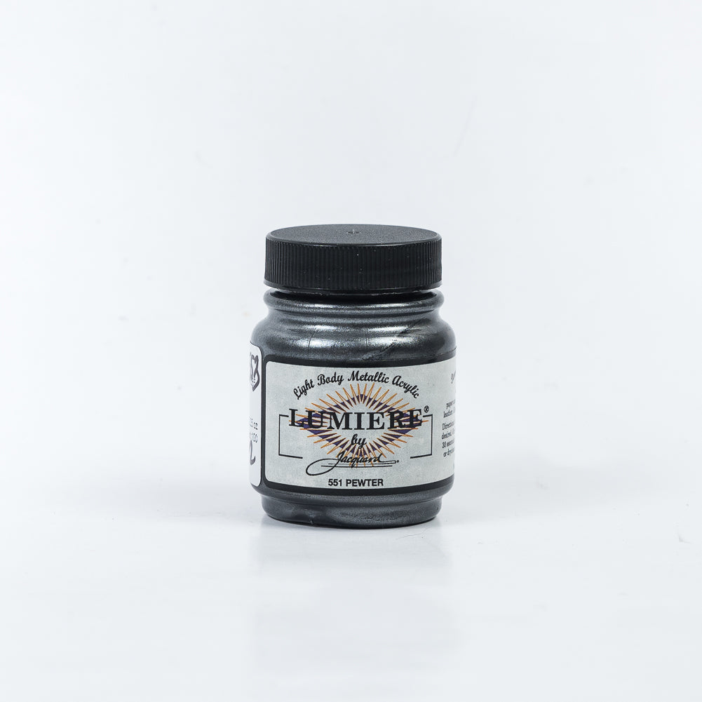 Jacquard Lumiere Textile Paint - 551 Pewter - Light Body Metallic Acrylic