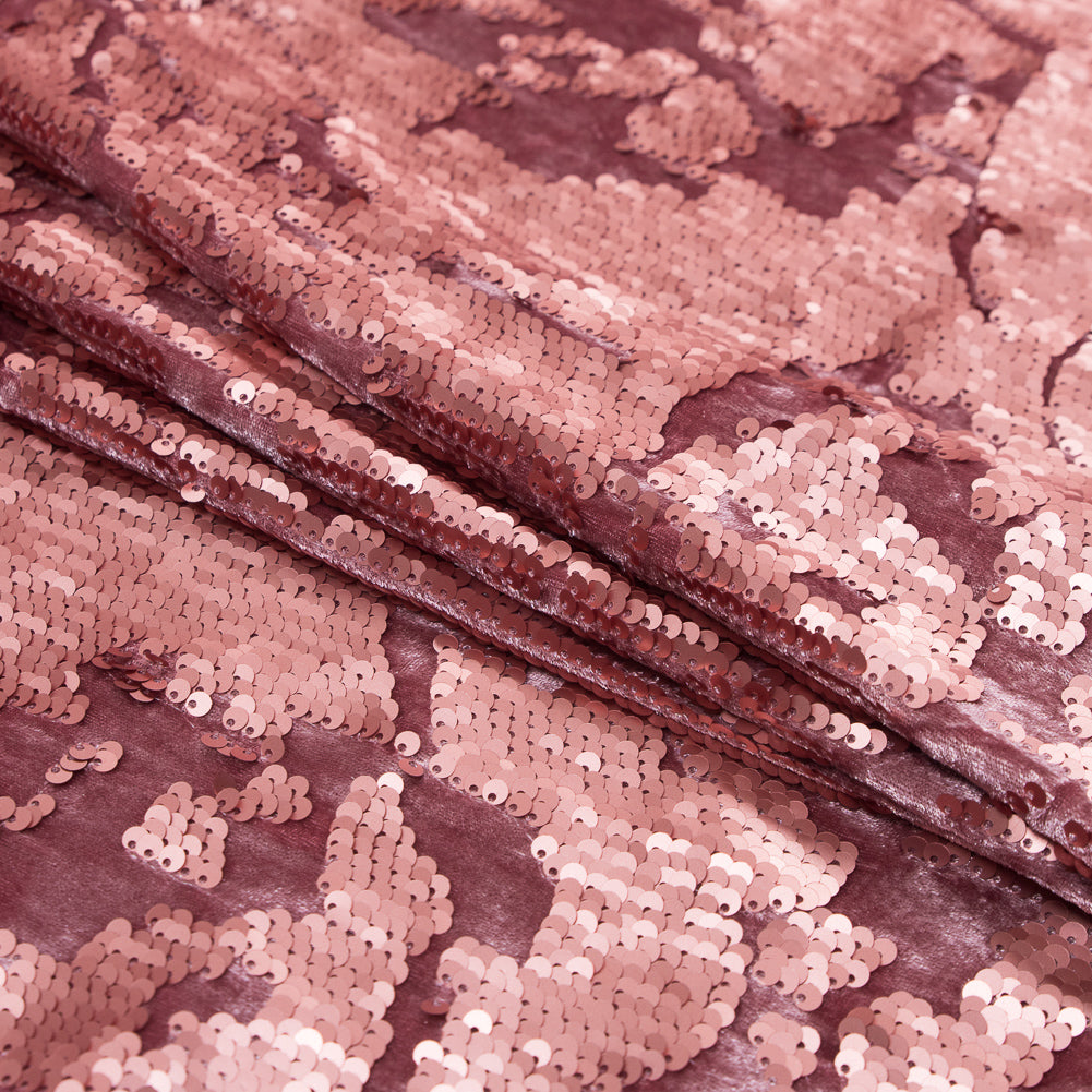 Stretch Velour with Sequins - Dusty Rose Detail