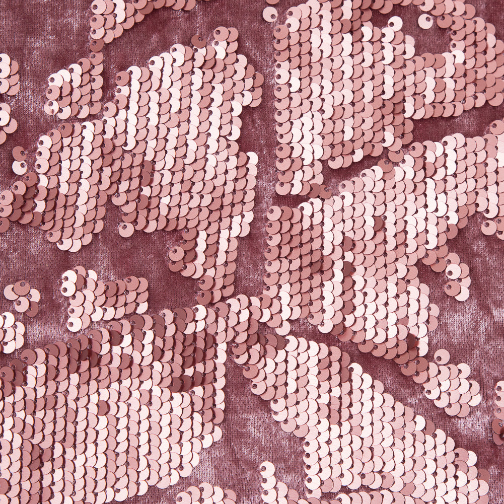 Stretch Velour with Sequins - Dusty Rose Full