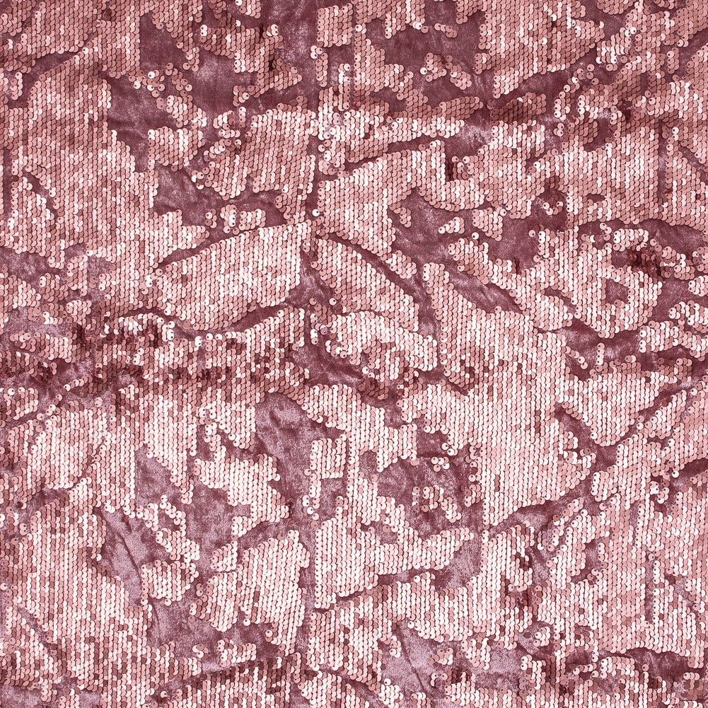 Stretch Velour with Sequins - Dusty Rose