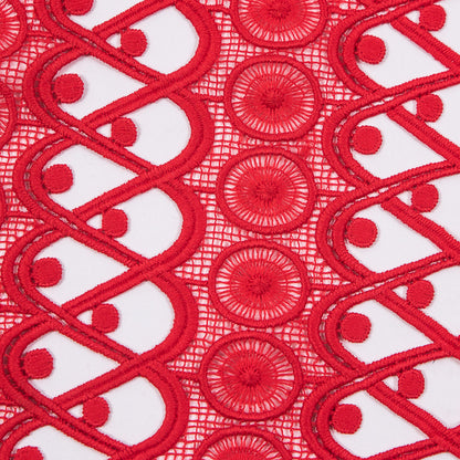 Guipure Lace - Flame Scarlet Red Geometric Detail