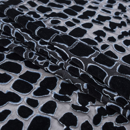 Alligator Skin Burnout Velvet - Black Folded