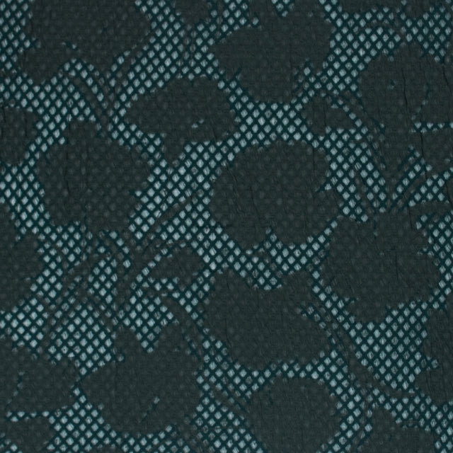 Emerald Green Wool and Acrylic Netting Backed by Fine Floral Knit