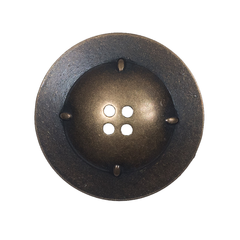 Italian Antique Gold Metal 4-Hole Button - 44L/28mm Detail