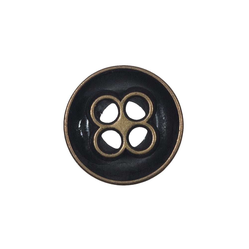 Italian Antique Gold Metal 4-Hole Button - 36L/23mm Detail