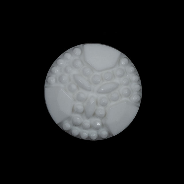 White Floral Plastic Shank-Back Button - 36L/23mm