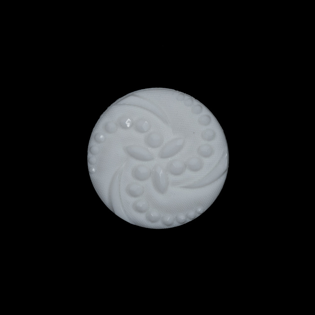 White Floral Plastic Shank-Back Button - 30L/19mm