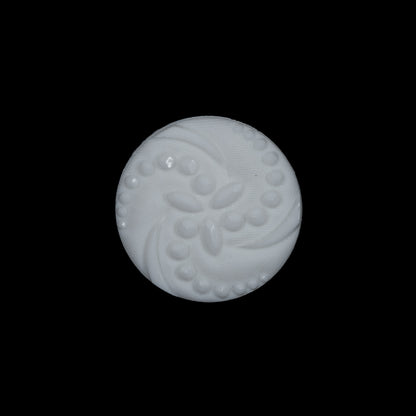 White Floral Plastic Shank-Back Button - 30L/19mm
