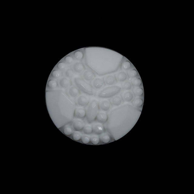 White Detailed Plastic Shank-Back Button - 36L/23mm
