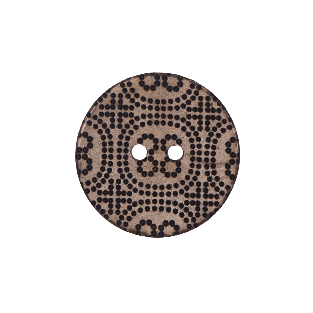Italian Brown Etched Coconut Button - 36L/23mm