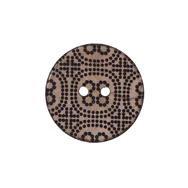 Italian Brown Etched Coconut Button - 36L/23mm