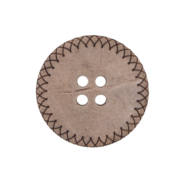 Italian Brown Etched Coconut Button - 40L/25.5mm
